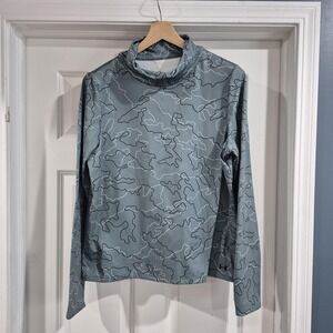 Under Armour Top Womens XL Green Gray Camo Funnel Neck Pullover Training Running